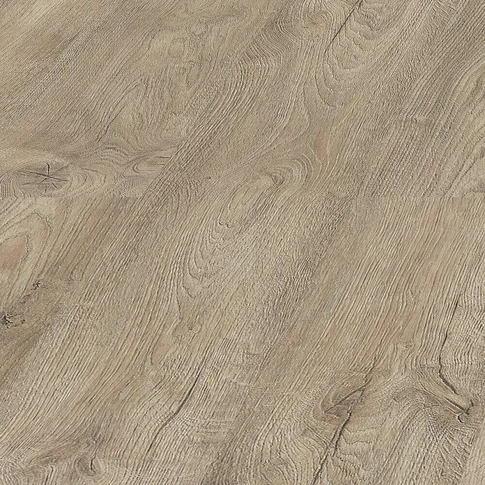 LOGOCLIC Laminado Roble Dresden - 1.380 x 193 x 10 mm, Roble, AC5 - Primer plano de suelo laminado con veta de madera natural en un tono cálido, ideal para interiores modernos.