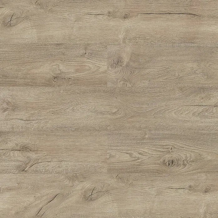 LOGOCLIC Laminado Roble Dresden - 1.380 x 193 x 10 mm, Roble, AC5 - Primer plano de pisos laminados de madera clara que muestran vetas y nudos, ideal para interiores modernos.