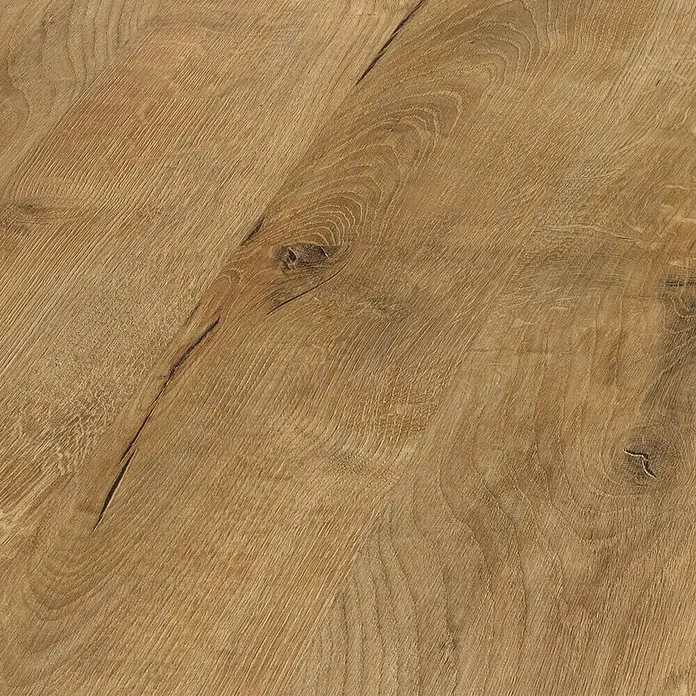 LOGOCLIC Laminado Roble Wild - 1.380 x 193 x 10 mm, Roble Wild, AC5 - Primer plano de parqué con grano, ideal para visualizaciones de interiores de alta calidad.