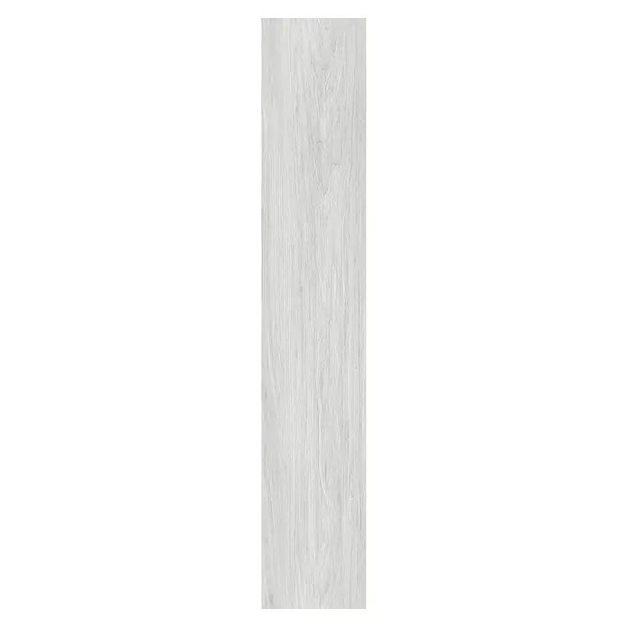 LOGOCLIC Laminado Olmo Orsa - 1.380 x 193 x 10 mm, AC5 - Esta imagen presenta un primer plano detallado de una superficie de madera blanca, mostrando su distintivo patrón de grano que corre verticalmente.