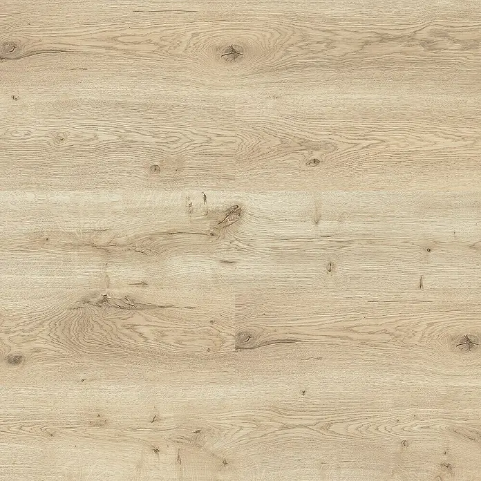 LOGOCLIC Laminado Roble Habana - 1.380 x 193 x 8 mm, Roble, AC4 - Textura de suelo de madera clara con vetas naturales y nudos para un aspecto rústico. Ideal para un ambiente cálido.