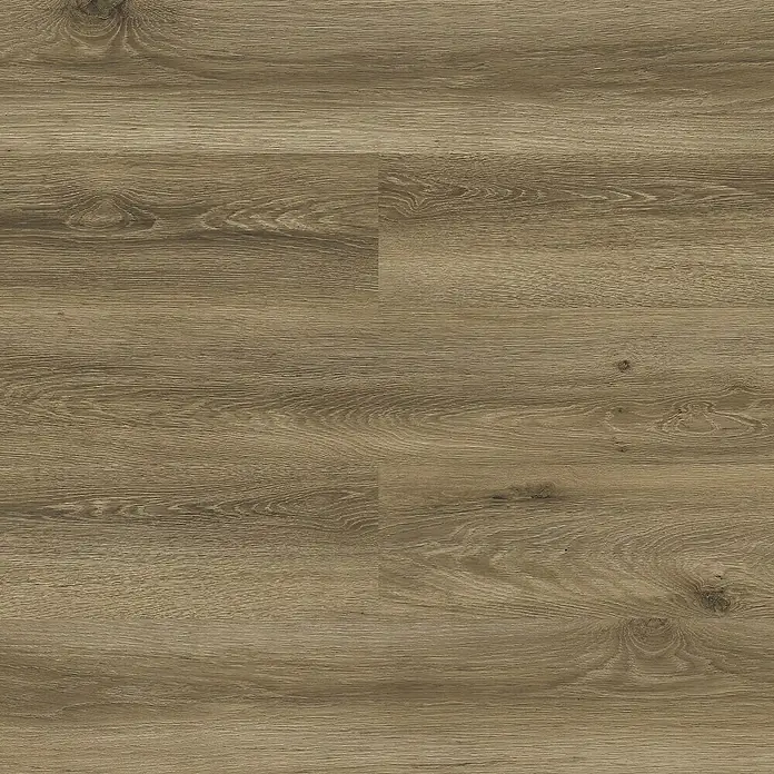 LOGOCLIC Laminado Roble Alter - 1.380 x 193 x 8 mm, Roble, AC4 - Primer plano de un suelo vinílico marrón claro con una textura de madera realista, ideal para espacios modernos.