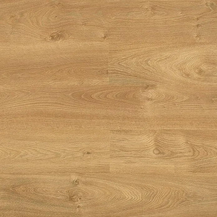 LOGOCLIC Laminado Roble Livorno - 1.380 x 193 x 8 mm, Roble, AC5 - Primer plano de suelo laminado de roble claro con vetas de madera natural, ideal para interiores modernos y un ambiente cálido.