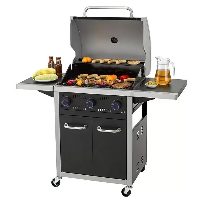 Tepro Gasgrill Seattle - Grillfläche (B x T): 61 x 43 cm, 9,6 kW, Anzahl Brenner: 3 - Diagonale Ansicht