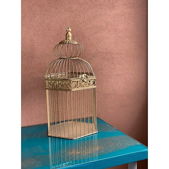Fleur Purpurina Glitter - Champagne, 90 g, Brillante - Jaula decorativa dorada con un diseño delicado, que añade un toque elegante a cualquier estancia. Perfecto como elemento decorativo.