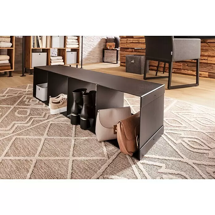 Holzkorb Peter - 30 x 30 x 120 cm, Stahl, Schwarz - Stimmungsaufnahme