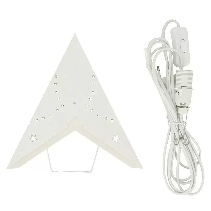 Markslöjd LED-Stern Saturnus - 45 cm, Weiß, IP20, Netzbetrieben - Weißer Stern-Papierleuchter und E14 Lampenfassungskabelset mit Schalter und Stecker.