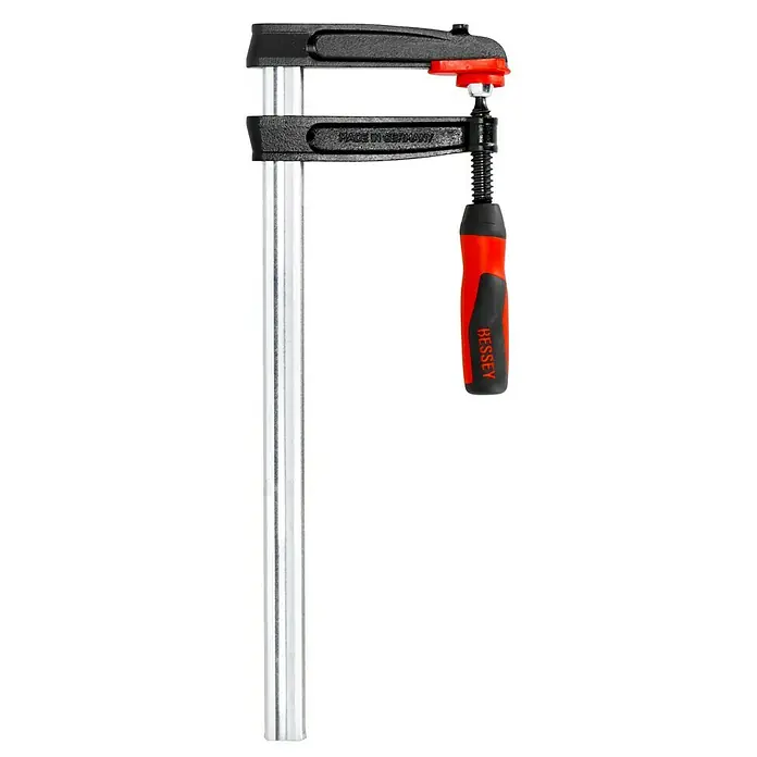 Bessey Schraubzwinge TPN40S12BE - Spannweite: 400 mm, Spannkraft: 6.000 N, Ausladung: 120 mm - Eine Bessey Ganzstahlzwinge mit rotem Griff. Das Werkzeug ist ideal zum schnellen und sicheren Spannen von Werkstücken in der Werkstatt.