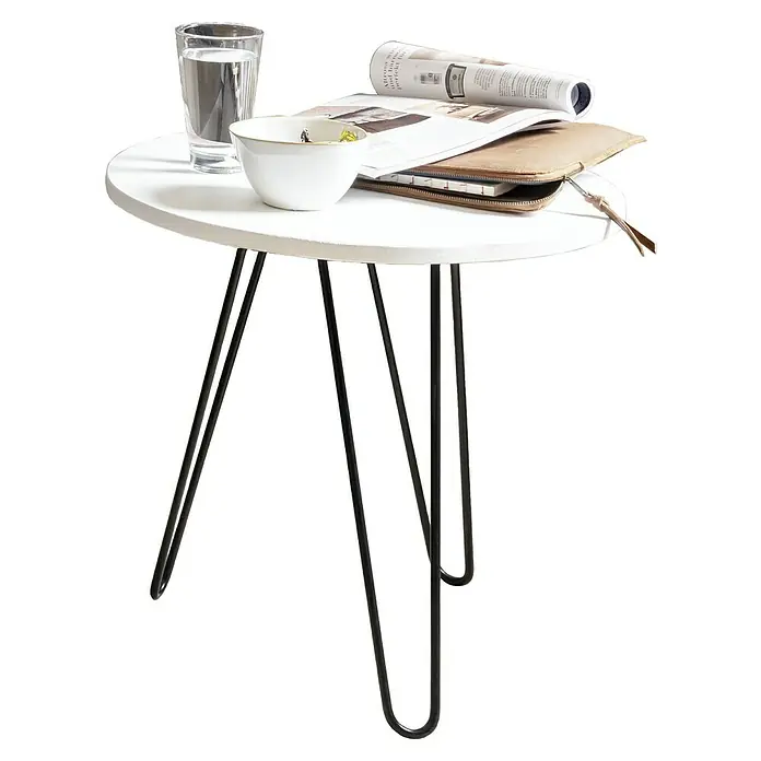 Wagner System Möbelfuß Hairpinlegs - Stahl, Höhe: 20 cm, Schwarz - Eleganter Beistelltisch mit weißer Tischplatte und filigranem Metallgestell, ideal für moderne Wohnräume. Perfekt für Buch, Getränk und mehr.
