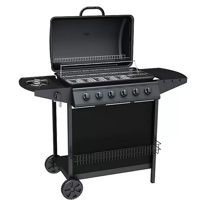 Tepro Gasgrill Hampton - Grillfläche (B x T): 63 x 37 cm, 12 kW, Anzahl Brenner: 6 - Diagonale Ansicht