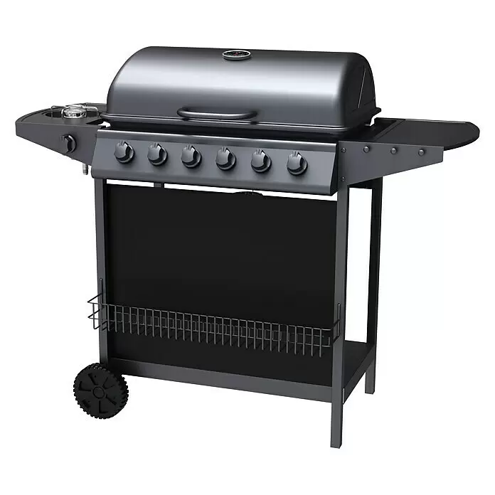 Tepro Gasgrill Hampton - Grillfläche (B x T): 63 x 37 cm, 12 kW, Anzahl Brenner: 6 - Diagonale Ansicht