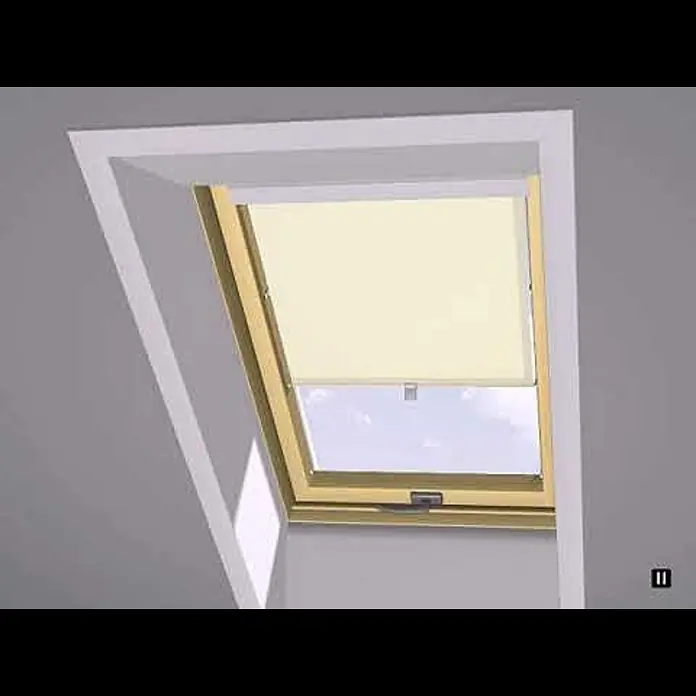 Verdunkelungsrollo DUA - Dunkelblau, 55 x 98 cm, Passend für: Dachfenster 55 x 98 cm von Solid Elements, VELUX®, FAKRO® - Installing a roller blind on Dakstra roof window