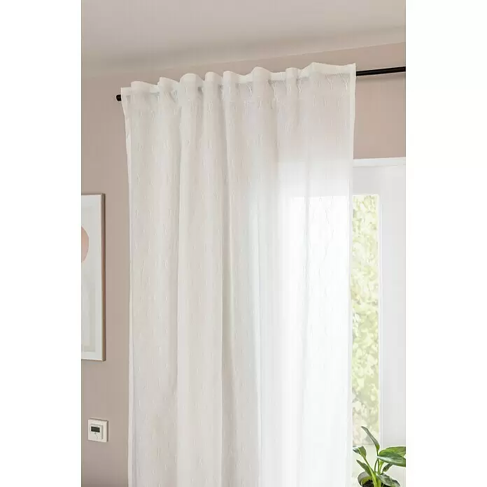 Cortina Transparente Feel Good Uni De Elbersdrucke - 255x140 Cm, Blanca, Con Trabillas Y Cinta Fruncida