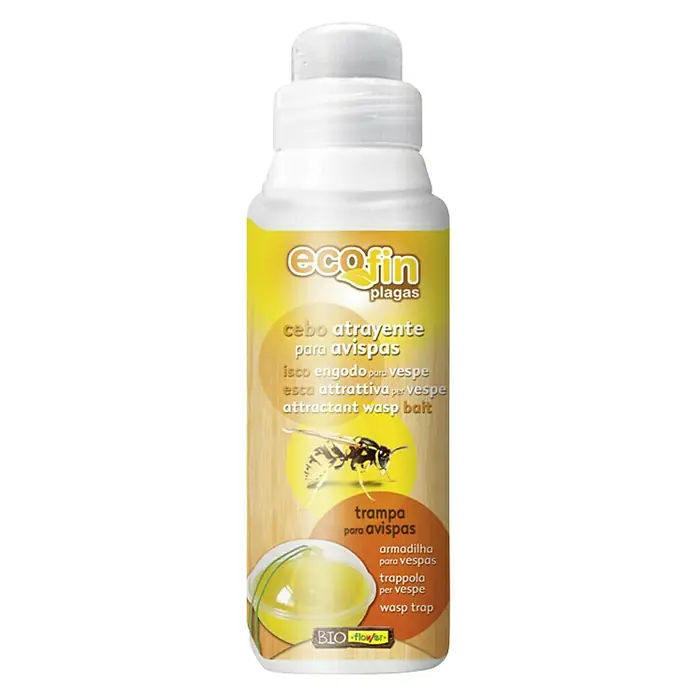 Flower Cebo atrayente para avispas - 0,15 l - Una botella de atrayente para avispas Ecofin Plagas, un cebo eficaz para atraer avispas en jardines y exteriores.