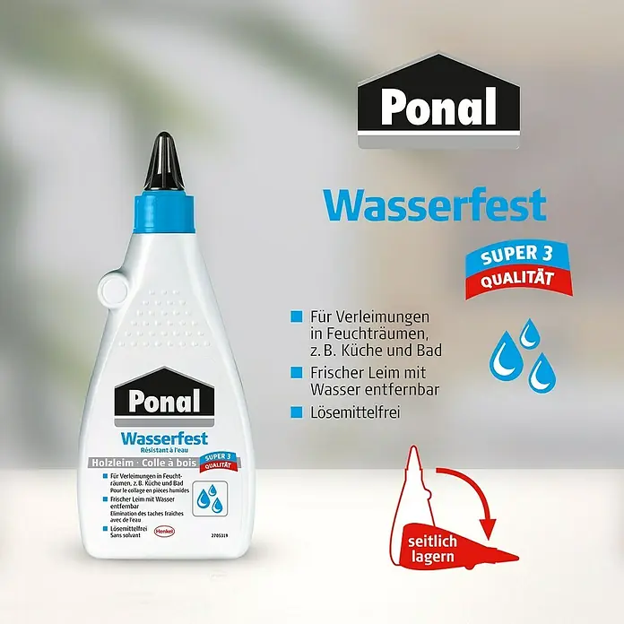 Ponal Holzleim Wasserfest - 120 g, Lösemittelfrei - Bild einer Flasche Ponal Wasserfest Holzleim.
