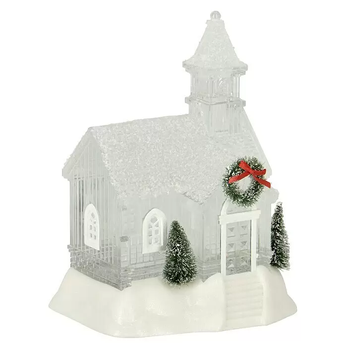 Markslöjd LED-Schneelaterne Kapelle - Innen, Transparent, 14 x 17 x 23 cm, Batteriebetrieben - Diagonale Ansicht