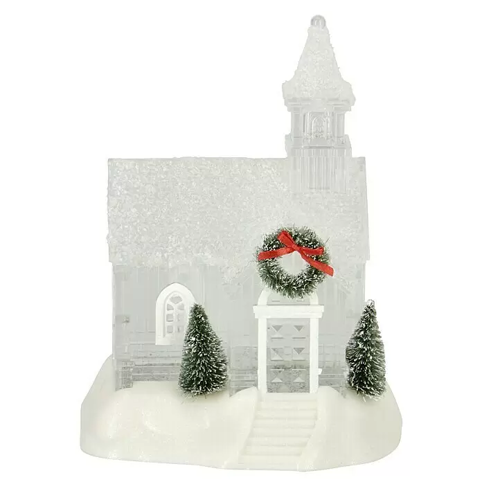 Markslöjd LED-Schneelaterne Kapelle - Innen, Transparent, 14 x 17 x 23 cm, Batteriebetrieben - Vorderansicht