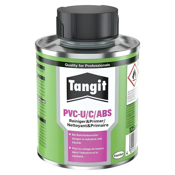 Tangit Reinigungsmittel Reiniger für PVC-U/C ABS - 125 ml - Dose Tangit PVC-U/C/ABS Reiniger & Primer. Qualität für Profis zum Reinigen und Grundieren von PVC-U/C/ABS Rohren.
