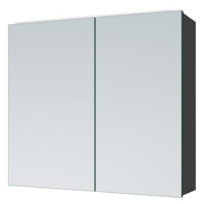 Camargue LED-Spiegelschrank Aluminio BlackB x H: 60 x 60 cm, Mit Beleuchtung, Aluminium, Schwarz Diagonal View