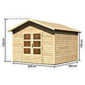 Karibu Gartenhaus Talkau 8 (330 x 330 cm, Wandstärke: 28 mm, Satteldach, Natur)