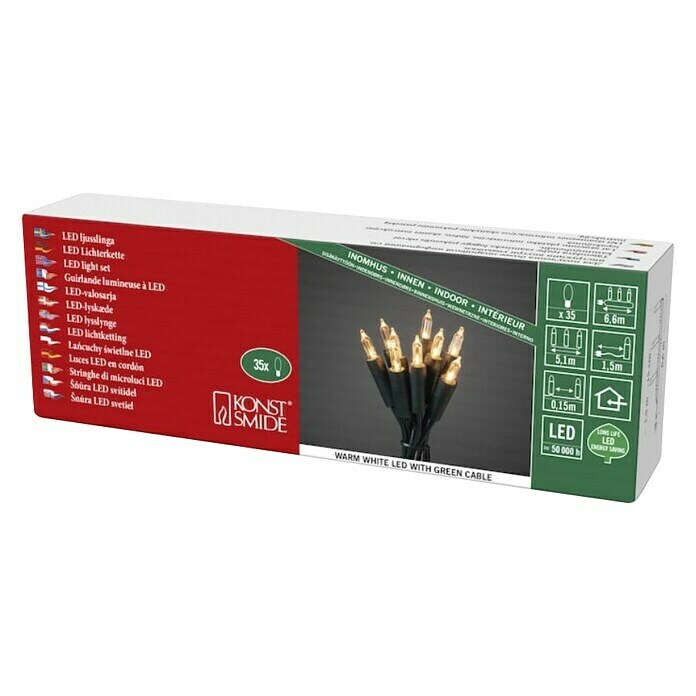 Konstsmide LED-Lichterkette Mini (Innen, Lichtfarbe: Warmweiß, Anzahl Leuchtmittel: 35 Stk., Netzbetrieben) | BAUHAUS