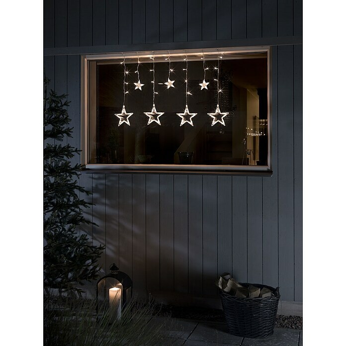 Konstsmide LED-Weihnachtsdekoleuchte LED Lichtervorhang Sterne Bernstein (590 x 90 x 39 cm, Klar, Netzbetrieben, LED) | BAUHAUS