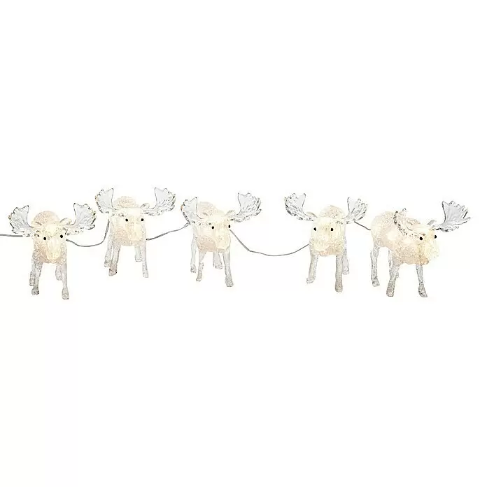 Konstsmide LED-Weihnachtsdekofigur LED Acryl - 11,5 x 15,5 x 13 cm, Weiß, Netzbetrieben, LED - Weiße Glitzer-Elch Lichterkette.