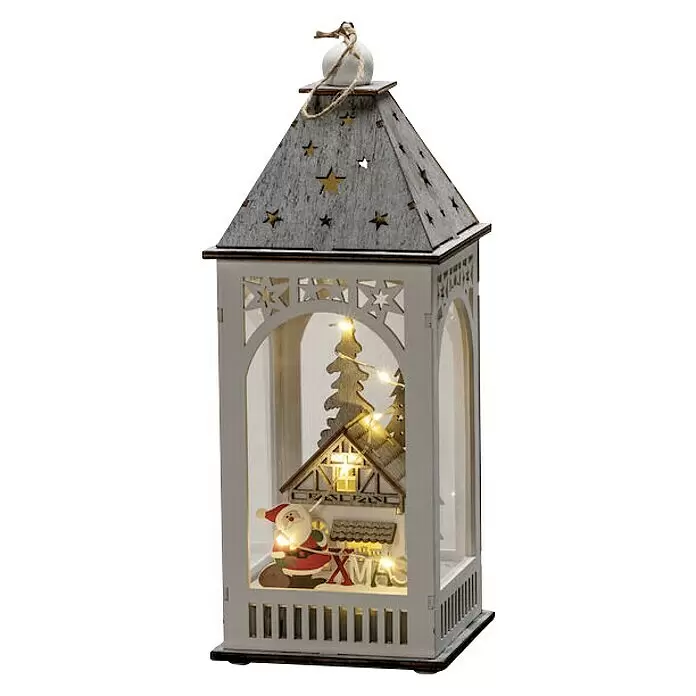 Konstsmide LED-Weihnachtslaterne - 11 x 11 x 29 cm, Batteriebetrieben, IP20 - Diagonale Ansicht