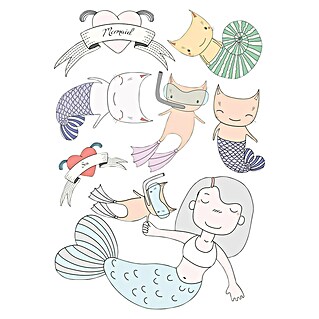 Adhesivos decorativos Sirenas (68 x 48 cm)