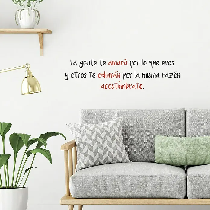 Vinilo de pared La Gente - 68 x 48 cm, Gris viejo, Plástico - Decoración de pared con una cita inspiradora sobre la aceptación y la individualidad, ideal para espacios habitables.