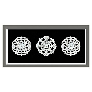 Cuadro de madera Mandala X3 (Mandalas Plateado/Negro, An x Al: 120 x 55 cm)