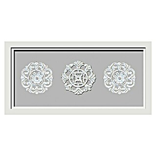 Cuadro de madera Mandala X3 (Mandalas Blanco/Gris, An x Al: 120 x 55 cm)