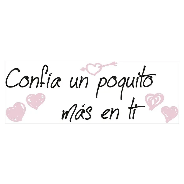 Vinilo de pared Confía - Plástico - Gráfico con la leyenda "Confía un poquito Más en ti" con una ilustración de corazón, evocando un sentimiento de amor y confianza.