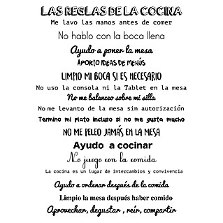 Adhesivos decorativos Reglas de la cocina (68 x 48 cm)