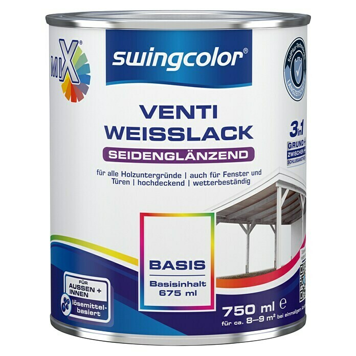 swingcolor Venti-Weißlack 3in1 (Basismischfarbe, 750 ml, Seidenglänzend)