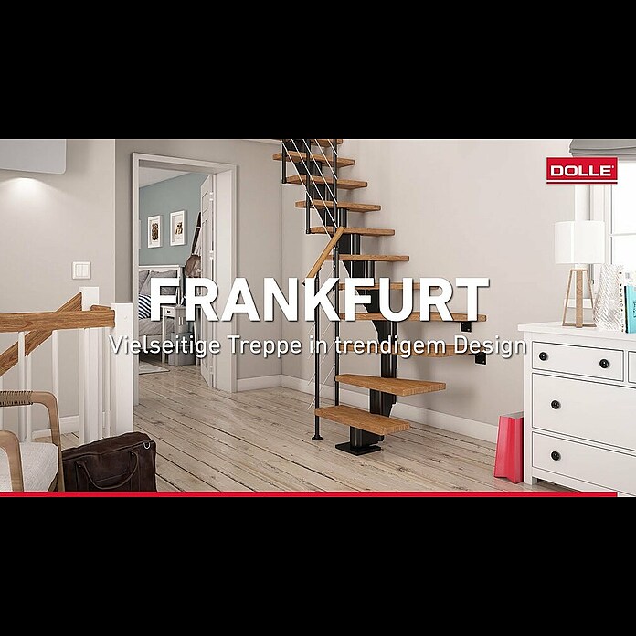 Dolle Mittelholmtreppe Frankfurt (Breite: 75 cm, Gerade, Verkehrsweiß, Farbe Stufen: Eiche Weiß, Geschosshöhe: 240 cm - 279 cm) | BAUHAUS