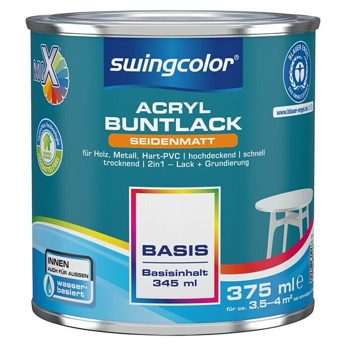 swingcolor Mix Buntlack 2in1 (Basismischfarbe, 375 ml, Seidenmatt)