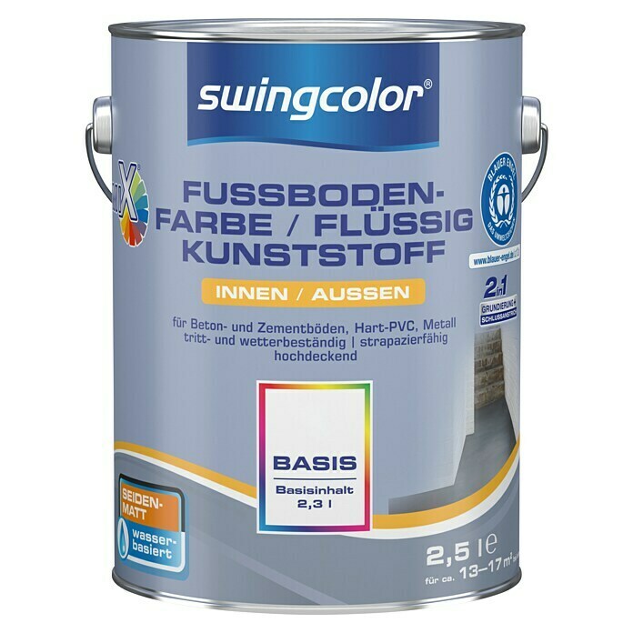 swingcolor Mix Flüssigkunststoff / Fußbodenfarbe (Basismischfarbe 1, 2,5 l,  Seidenmatt, Wasserbasiert)