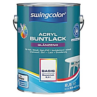 swingcolor Mix Buntlack Acryl (Basismischfarbe 1, 2,5 l, Glänzend, Wasserbasiert)