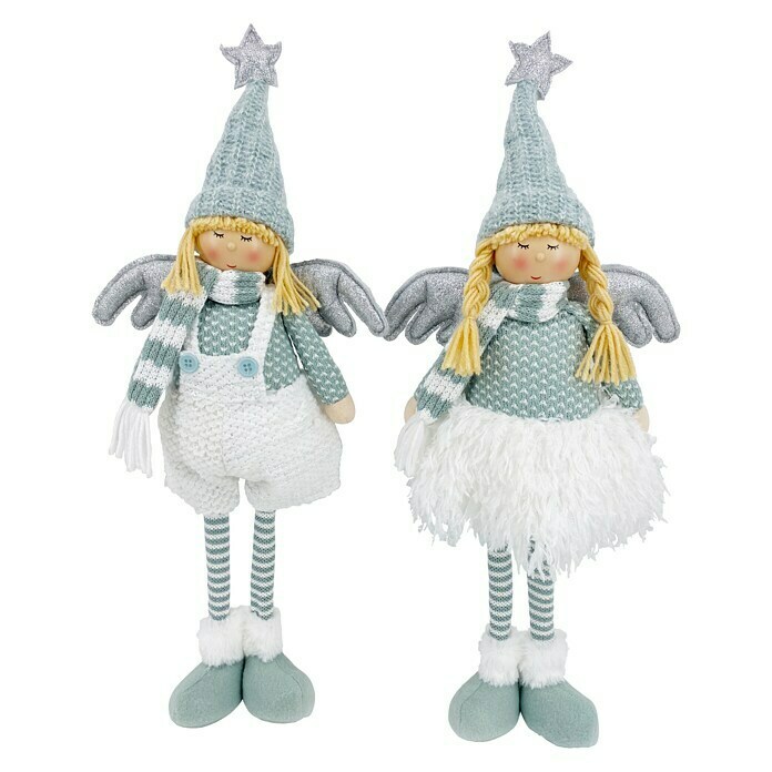 Figura decorativa Ángel Imatra (L x An x Al: 25 x 9 x 53 cm, Gris/Blanco, Textil) | BAUHAUS
