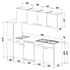 Respekta Küchenzeile KB225EYW (Breite: 225 cm, Mit Duo-Kochmulde, Weiß)