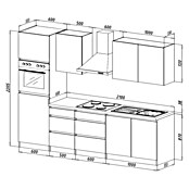 Respekta Premium Küchenzeile GLRP270HWG (Breite: 270 cm, Mit Elektrogeräten, Grau Hochglanz)