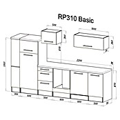 Respekta Premium Küchenzeile RP310EGCBO (Breite: 310 cm, Mit Elektrogeräten, Grau Hochglanz)
