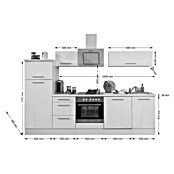 Respekta Premium Küchenzeile RP280ESCBO (Breite: 280 cm, Mit Elektrogeräten, Schwarz Hochglanz)