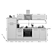 Respekta Premium Küchenzeile RP270ESCBO (Breite: 270 cm, Mit Elektrogeräten, Schwarz Hochglanz)