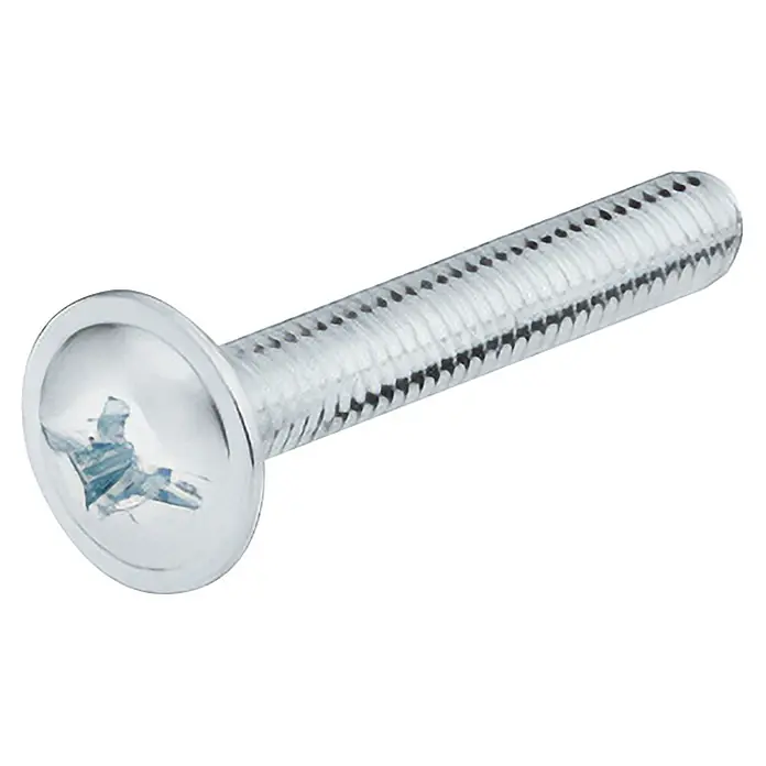 Stabilit Gewindeschraube - Ø x L: 10 x 22 mm - Nahaufnahme einer glänzenden Senkkopfschraube aus Metall, die ein Detail des Schraubenkopfes und des Gewindes zeigt.