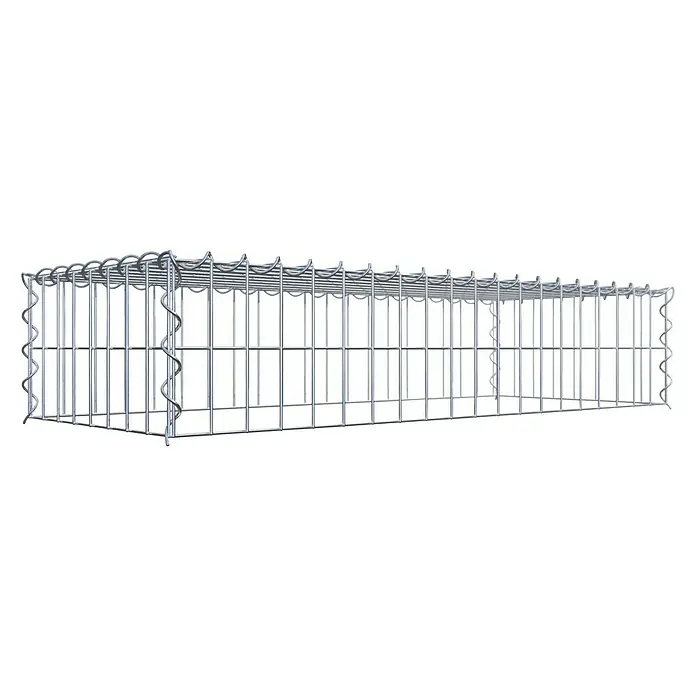 Gabiona Gabione Typ 3 - Zum Anbau in der Höhe, 100 x 40 x 20 cm, Stahl, Maschenbreite: 50 mm, Maschenhöhe: 100 mm, Spirale - Draufsicht auf einen leeren Gabionen-Pflanzkorb aus verzinktem Draht für Gärten und den Landschaftsbau.