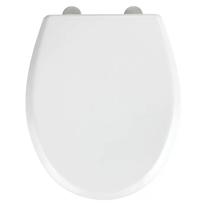 Camargue WC-Sitz Modena - Duroplast, Weiß, Mit Absenkautomatik - Ein weißer Toilettendeckel, der das schlichte und saubere Design des Produkts hervorhebt und die sanften Konturen des Sitzes zeigt.