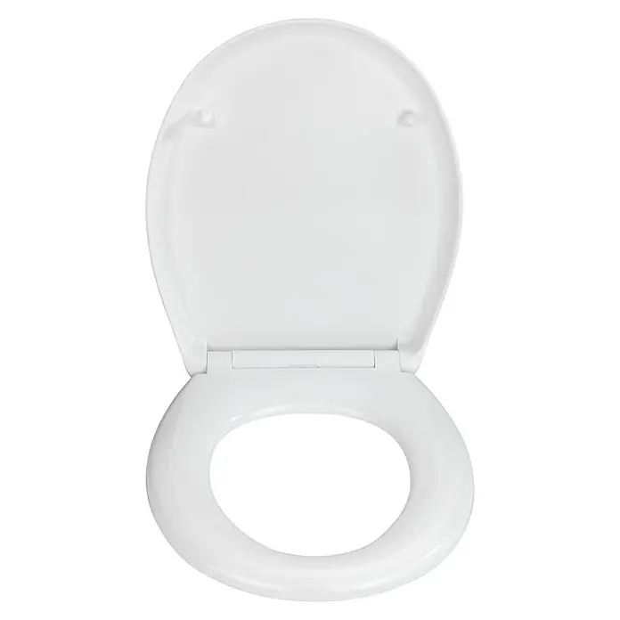 Camargue WC-Sitz Modena - Duroplast, Weiß, Mit Absenkautomatik - Weiße Toilettenbrille mit hochgeklapptem Deckel, hygienisch und sauber. Ideal für jedes Badezimmer, einfache Montage.