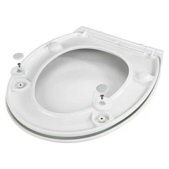 Camargue WC-Sitz Modena - Duroplast, Weiß, Mit Absenkautomatik - Aufnahme eines weißen Toilettensitzes mit Montageteilen. Der Toilettendeckel ist ein unverzichtbares Accessoire für jedes Badezimmer.